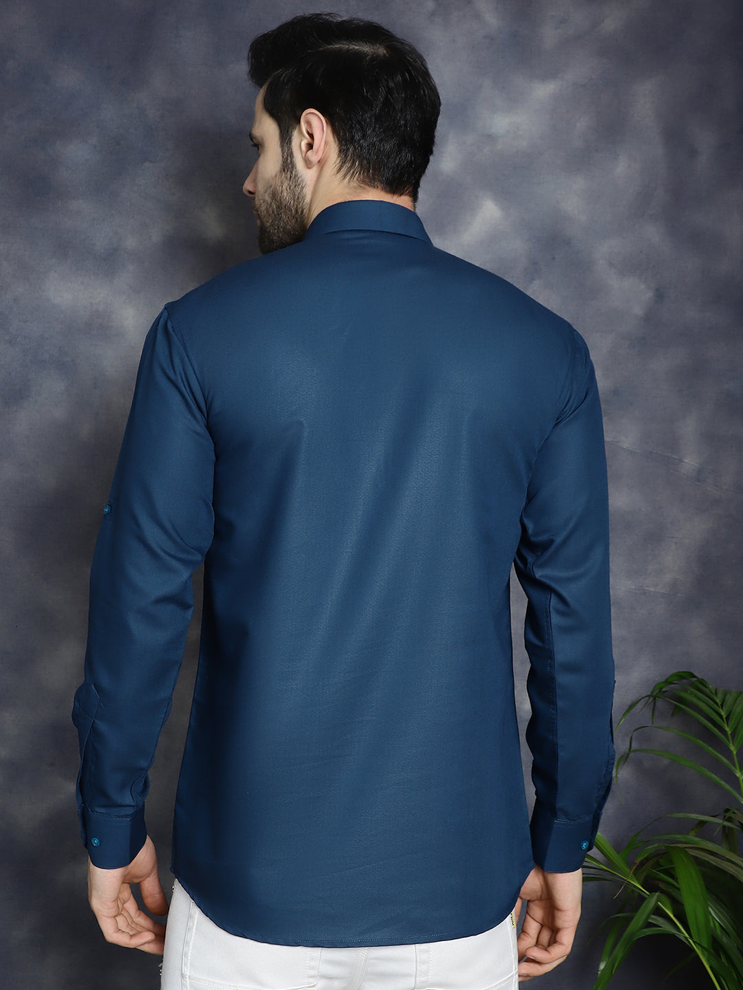 Men's Teal Blue Solid Short Kurtas - Taantav