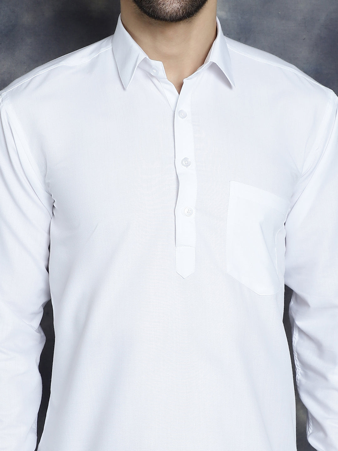 Men's White Solid Short Kurtas - Taantav