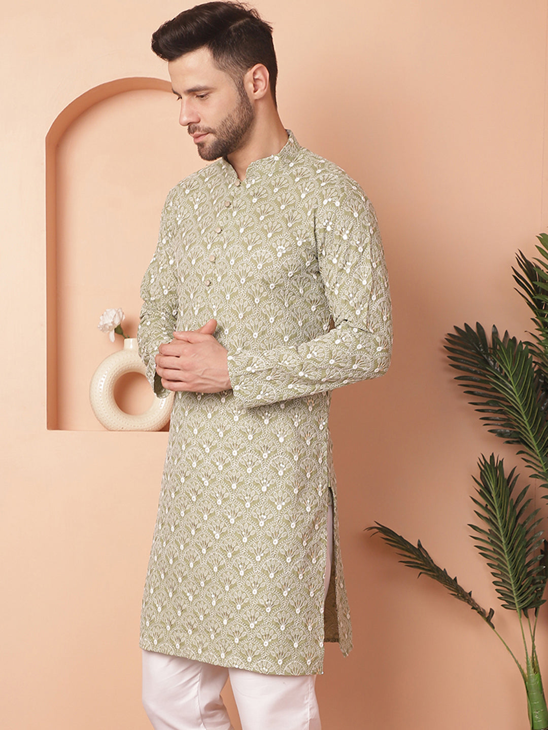 Men's Chikankari Pure Cotton Kurtas - Taantav