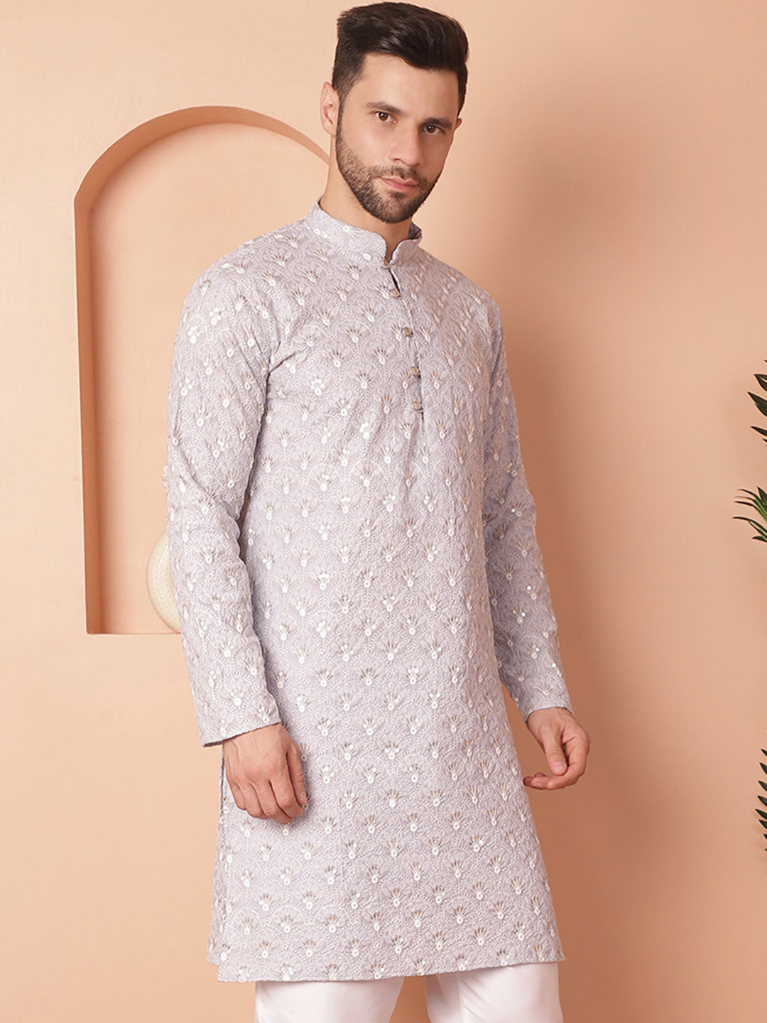 Men's Chikankari Pure Cotton Kurtas - Taantav