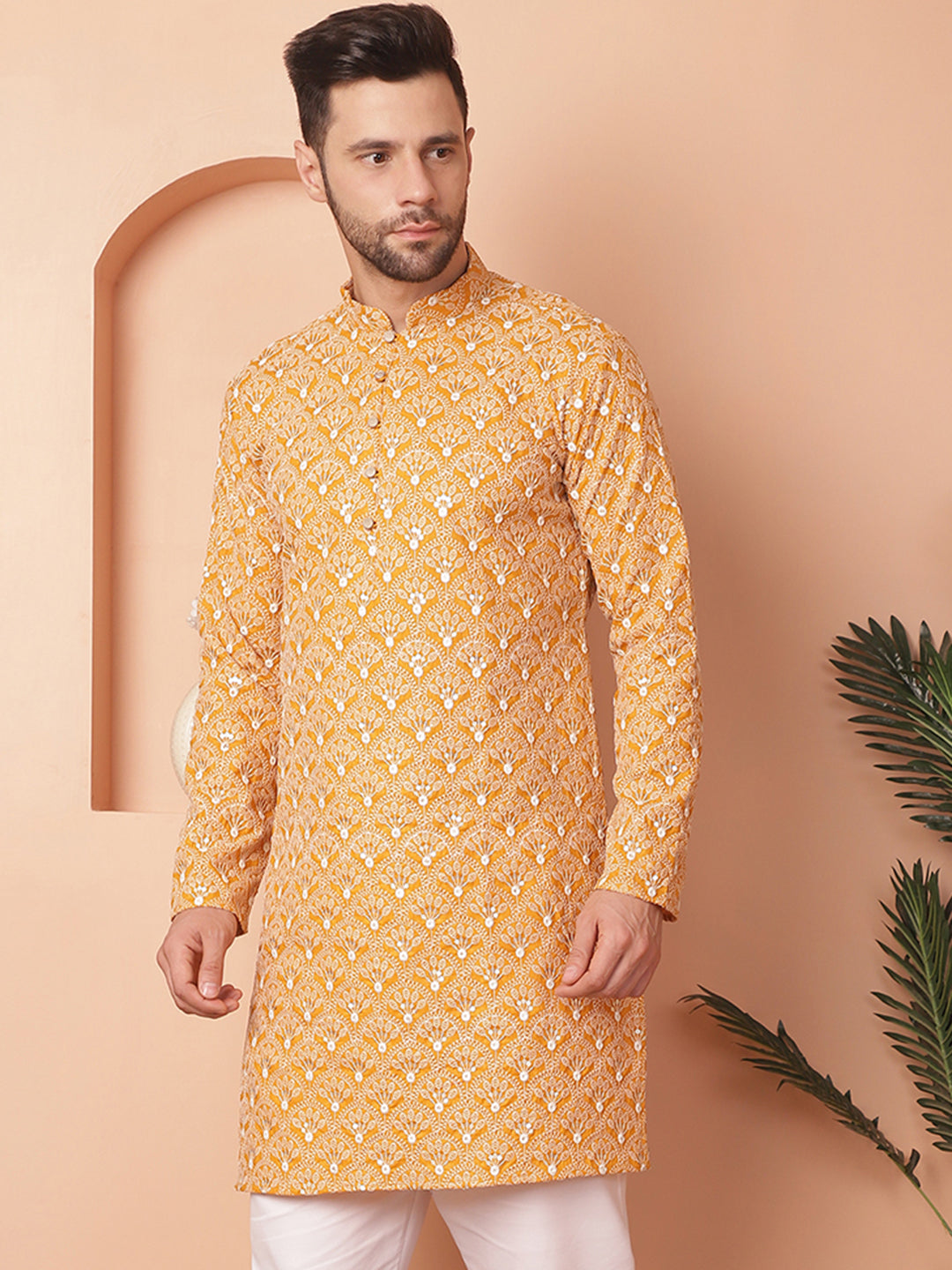 Men's Chikankari Pure Cotton Kurtas - Taantav