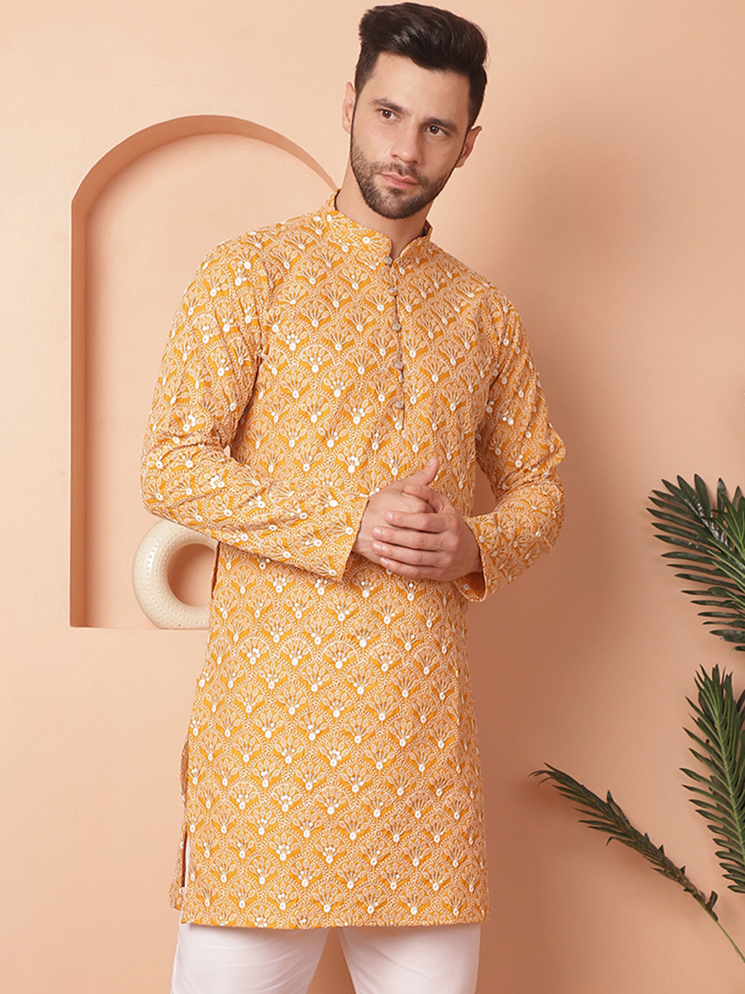 Men's Chikankari Pure Cotton Kurtas - Taantav