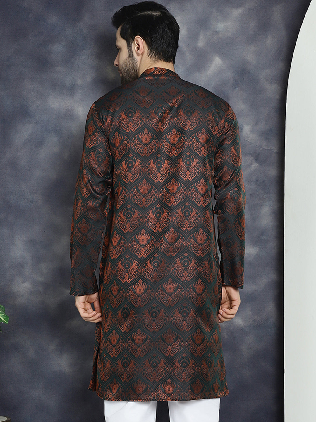 Men's Bronze Silk Blend Straight Kurtas - Taantav