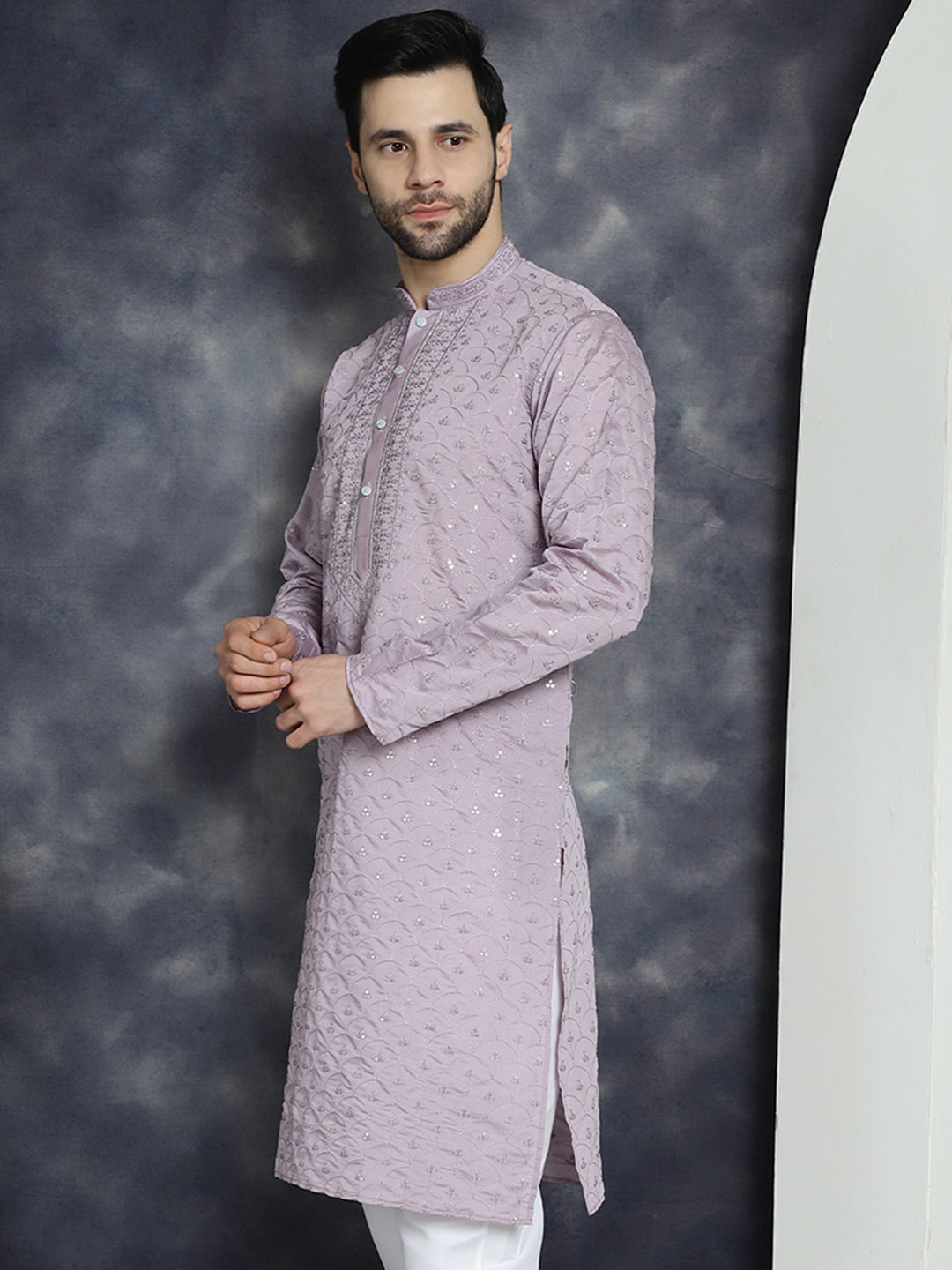 Men's Sequins Embroidered Kurtas - Taantav