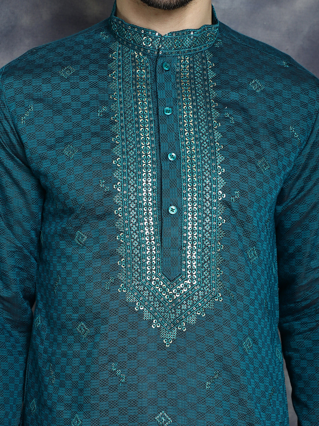 Men's Sequins Embroidered Kurtas - Taantav