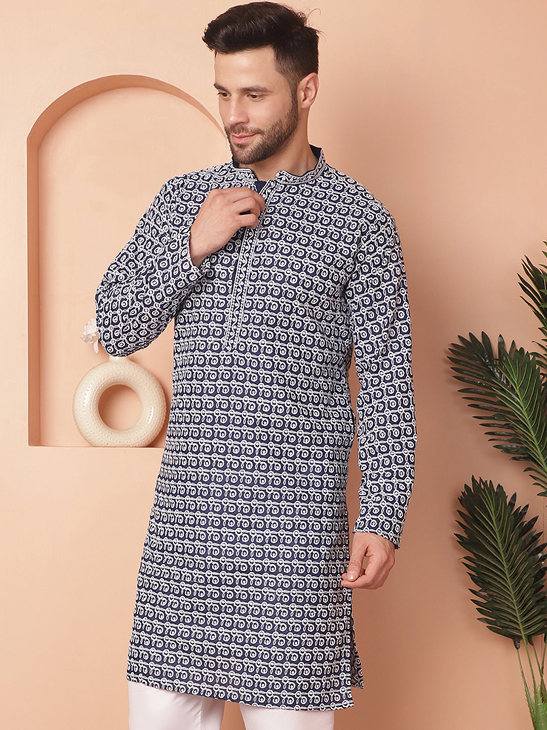 Men's Chikankari Pure Cotton Kurtas - Taantav