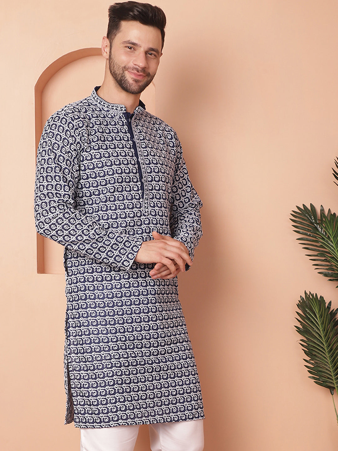 Men's Chikankari Pure Cotton Kurtas - Taantav