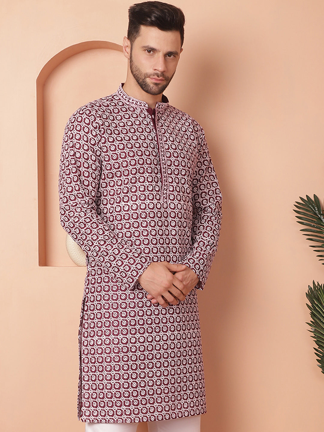 Men's Chikankari Pure Cotton Kurtas - Taantav