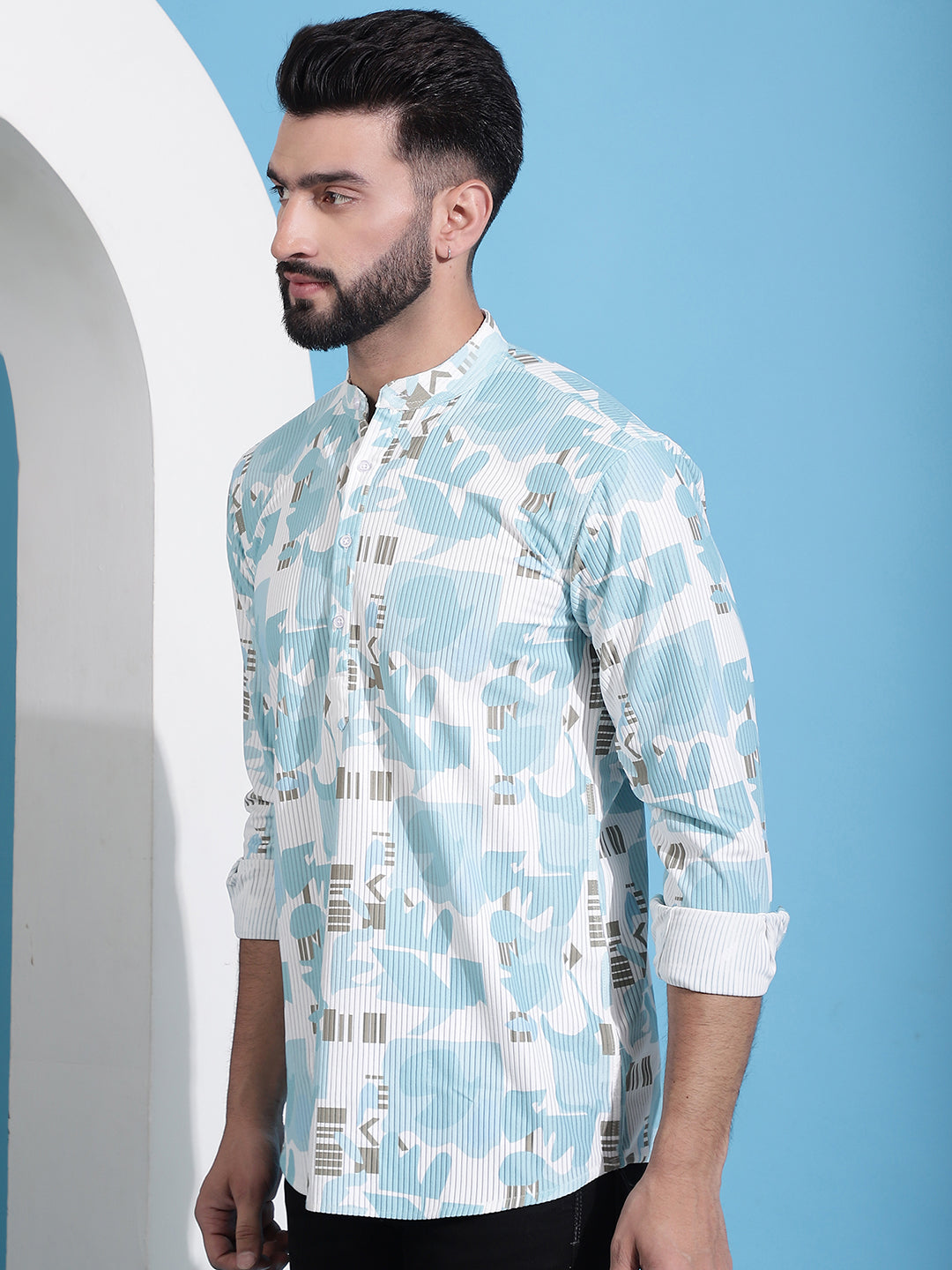 Men's Printed Corduroy Short Kurta - Taantav