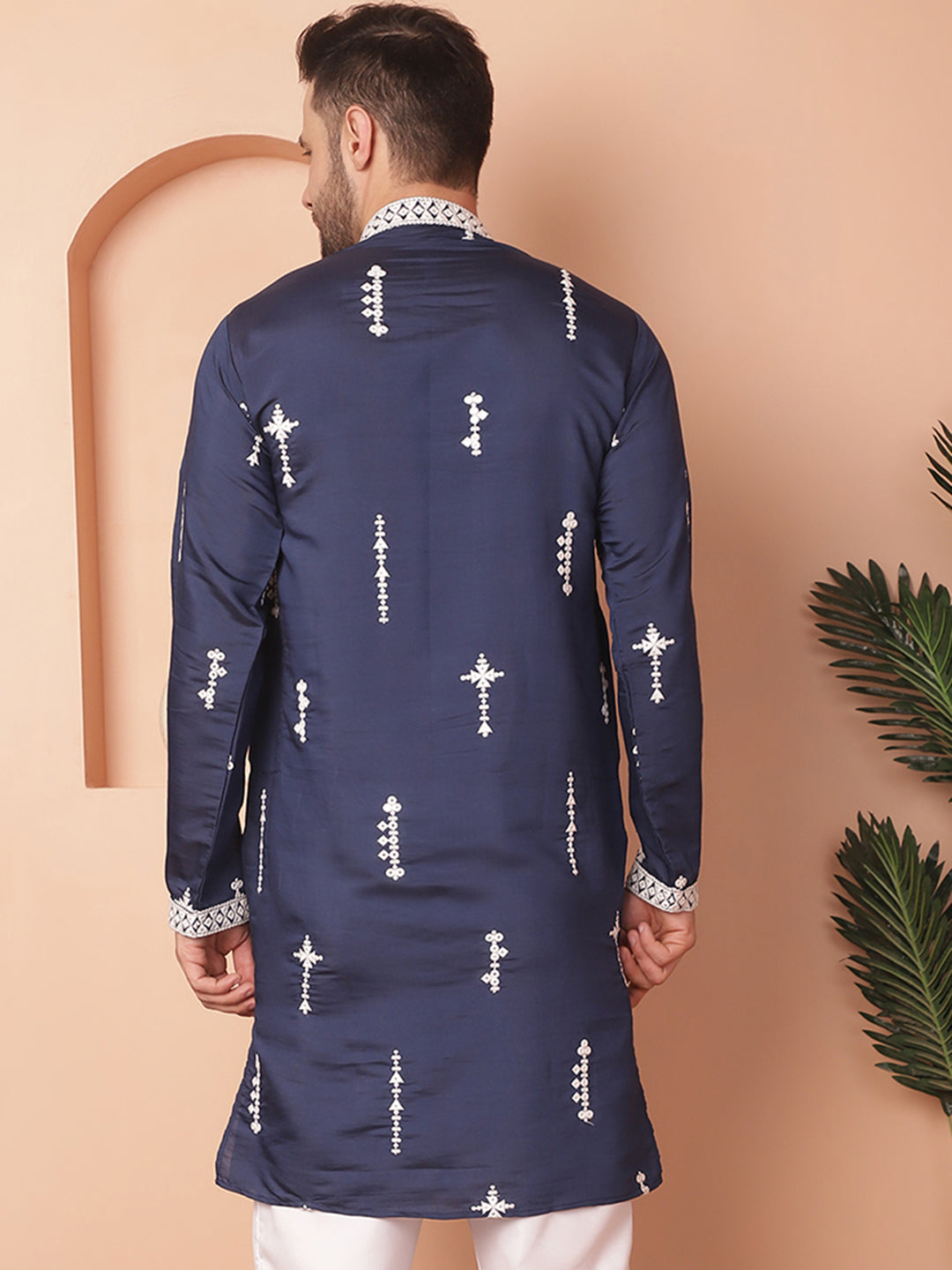 Men's Collar Chikankari Embroidered Kurtas - Taantav