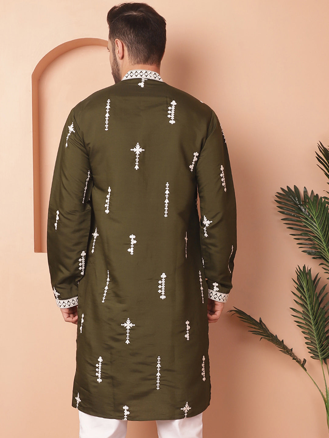 Men's Collar Chikankari Embroidered Kurtas - Taantav