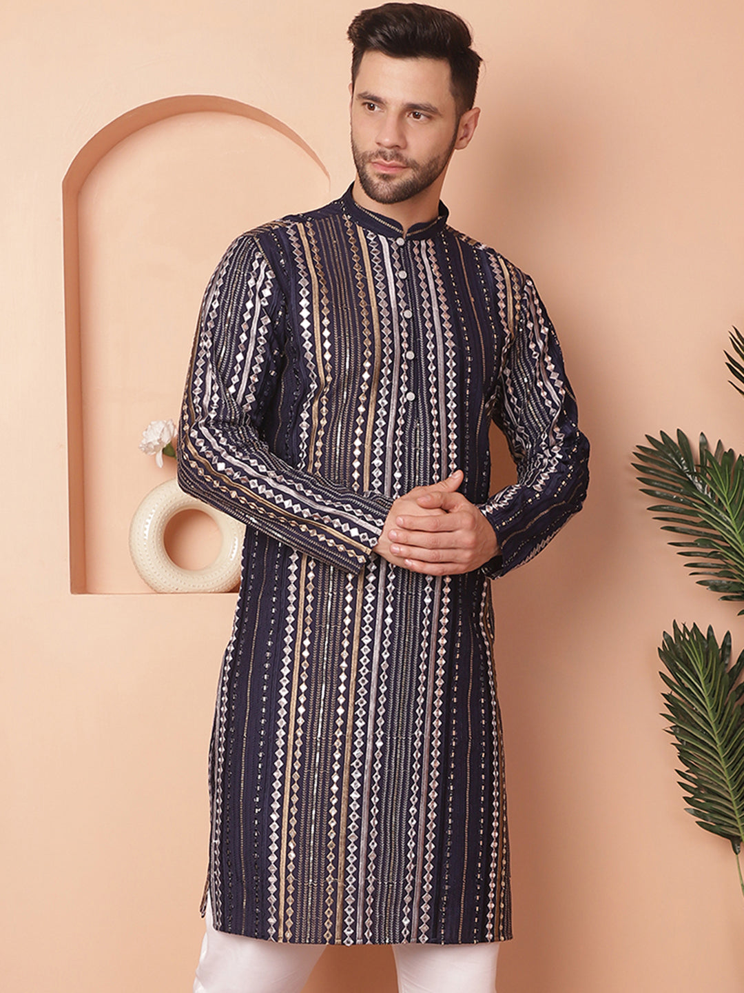 Men's Mirror Work Kurtas - Taantav