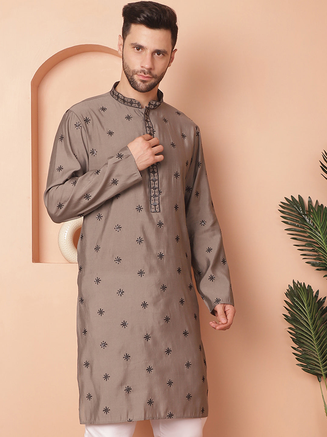 Men's Collar Chikankari Embroidered Kurtas - Taantav