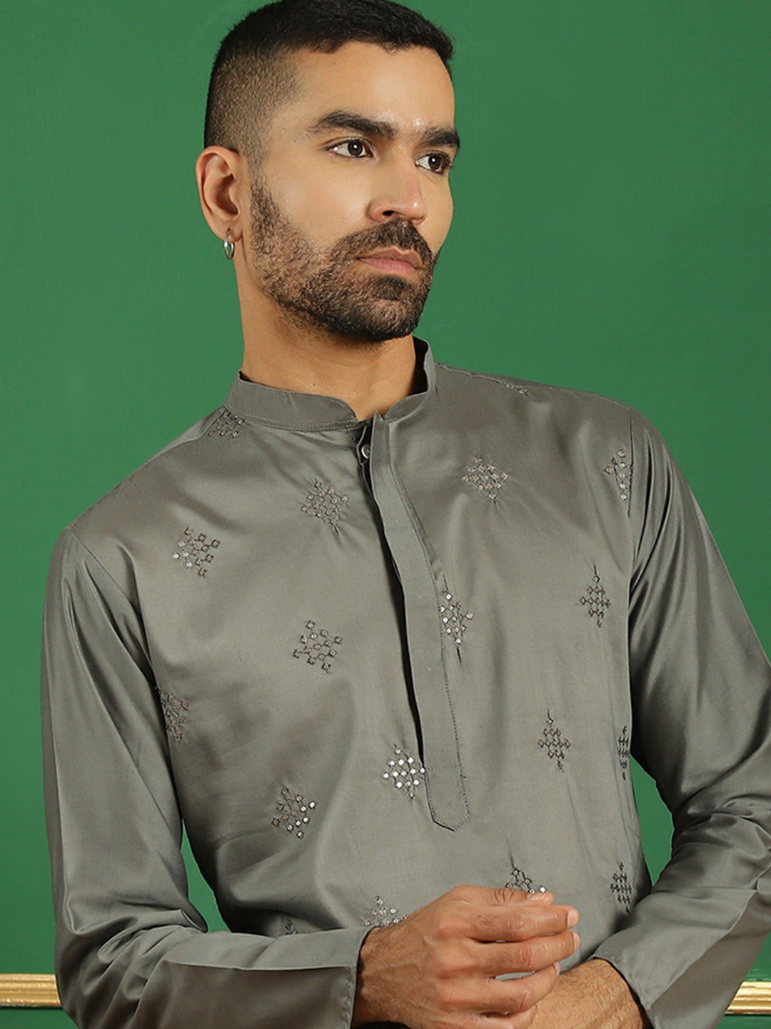 Men's Yellow Embroidered and Sequence Kurtas - Taantav