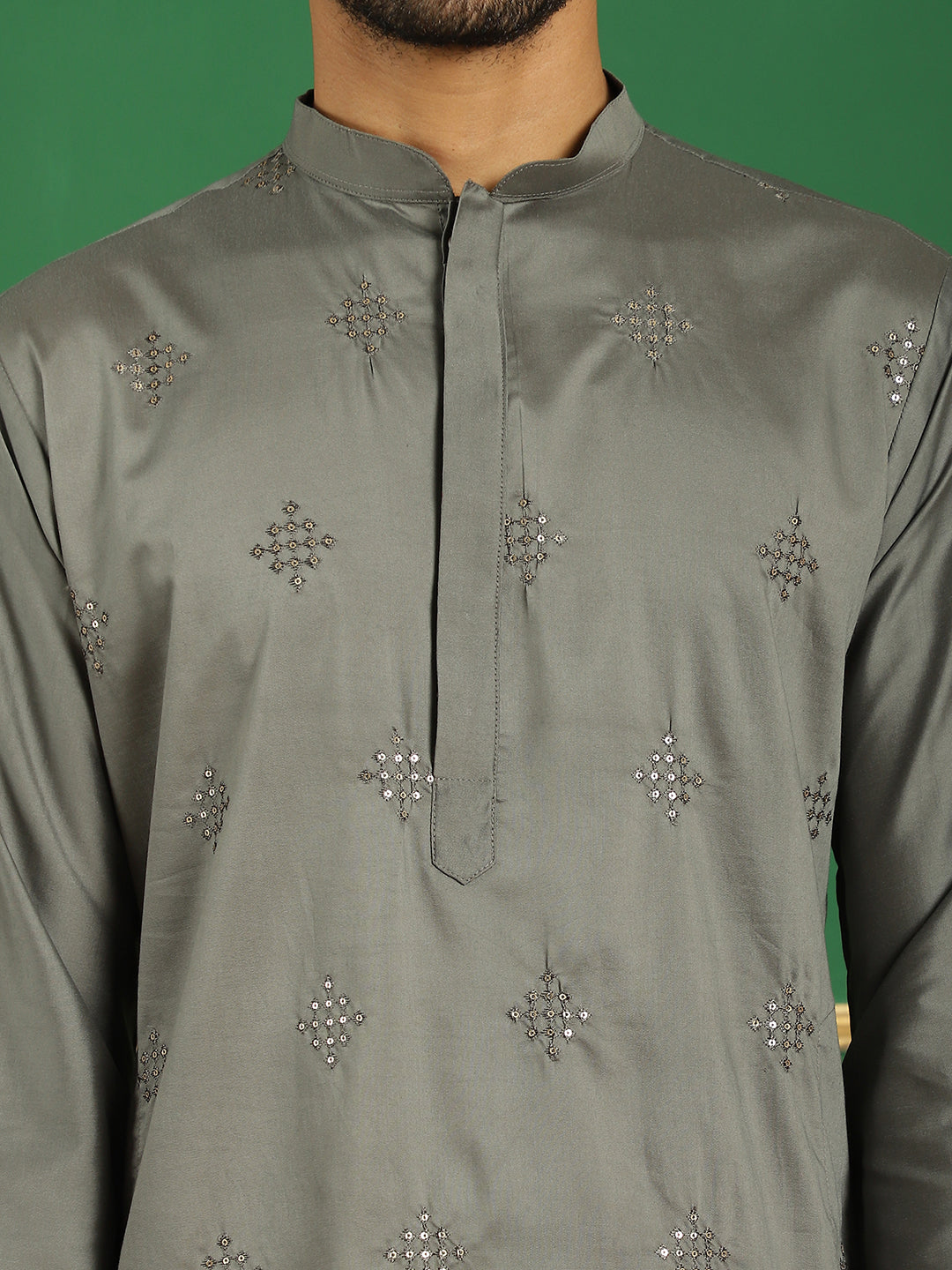 Men's Yellow Embroidered and Sequence Kurtas - Taantav