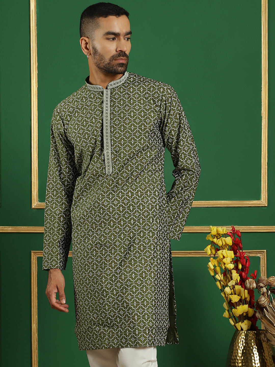 Men's Purple Embroidered and Sequence Kurtas - Taantav