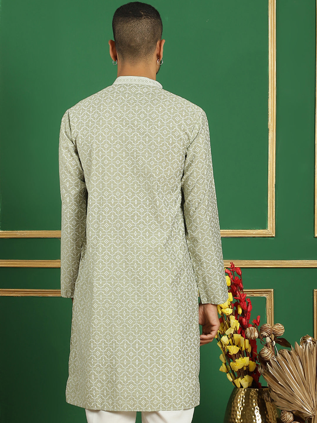 Men's Blue Embroidered and Sequence Kurtas - Taantav