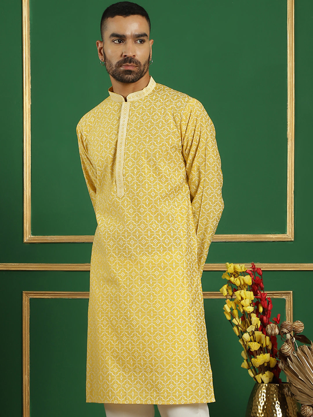 Men's Grey Embroidered and Sequence Kurtas - Taantav