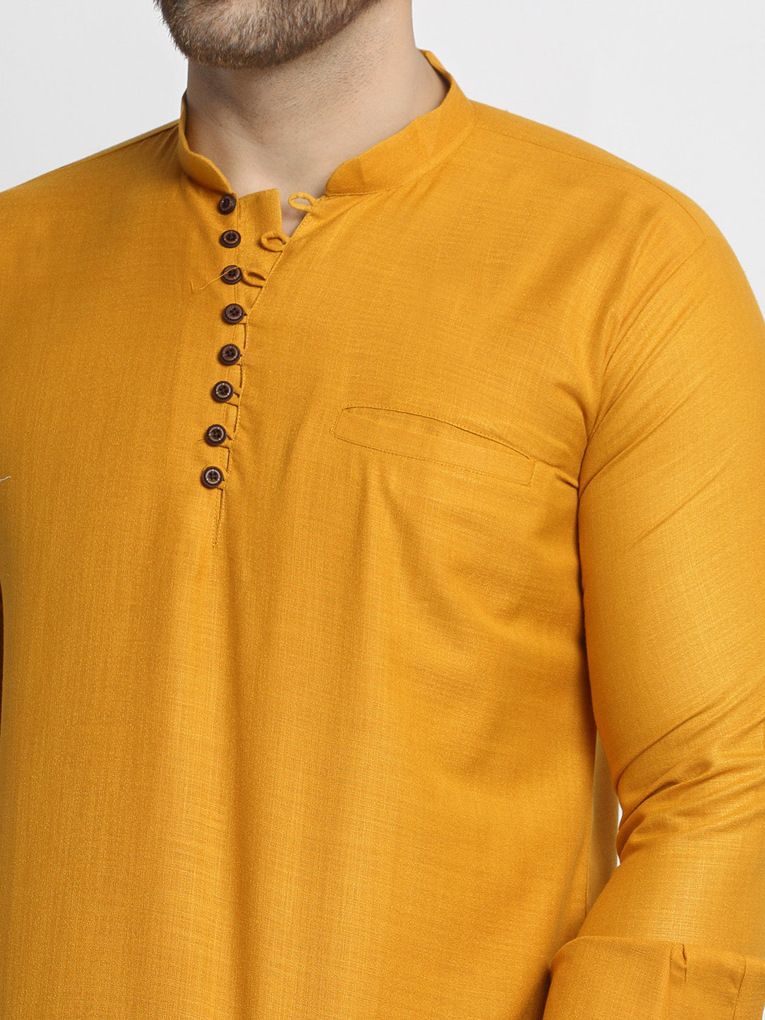 Men's Mustard Solid Cotton Short Kurta ( Ko 639 Mustard )