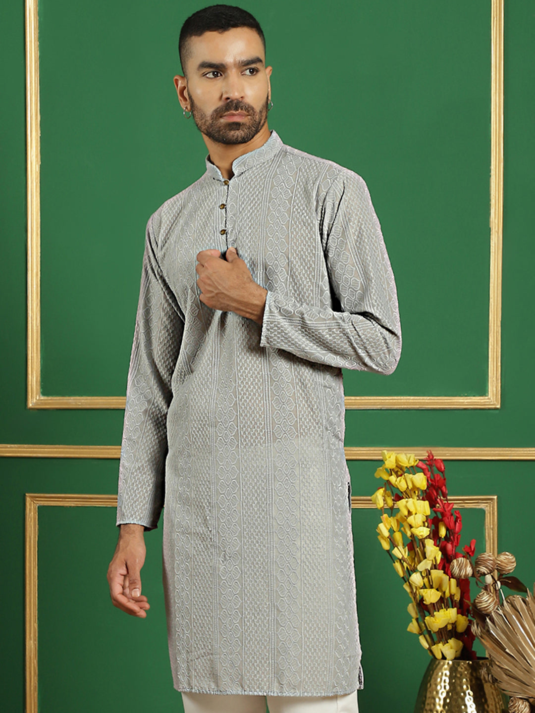 Men's Chikankari Cotton Kurtas - Taantav