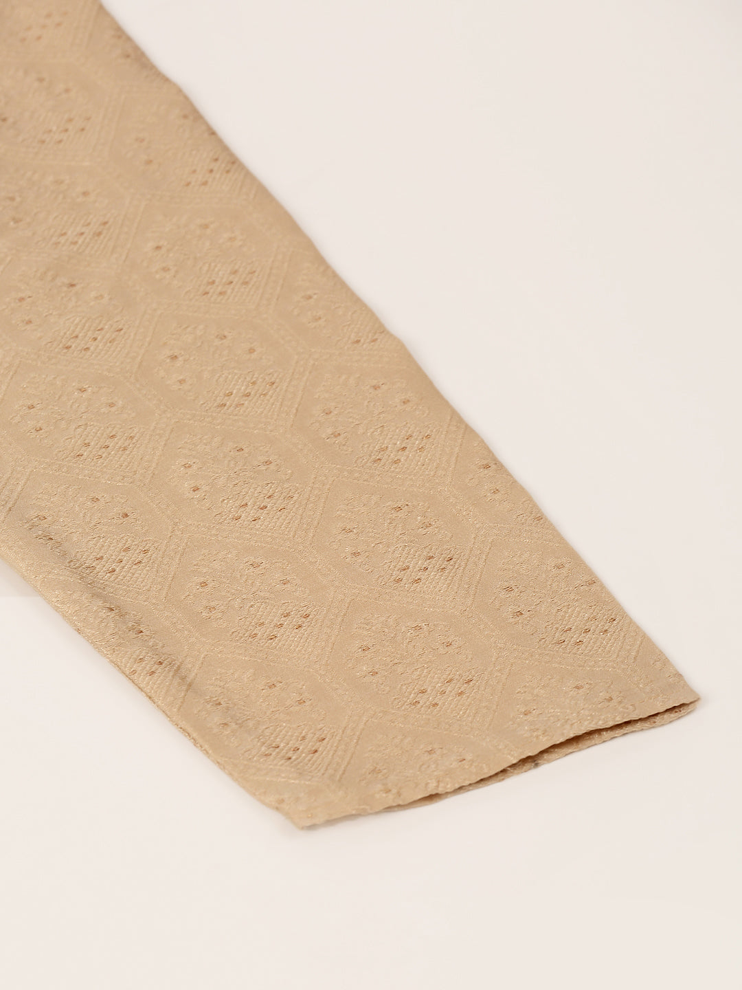 Men's Silk Blend Collar Embroidered Kurta Only ( Ko 662 Beige )