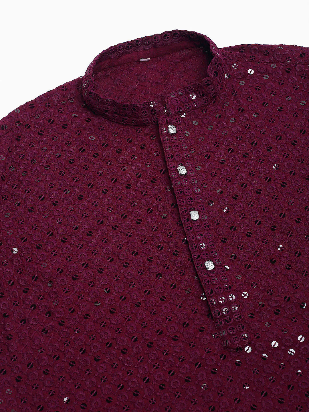 Men's Purple Chikankari Embroidered and Sequence Kurta Only ( KO 678 Purple ) - Virat Fashions USA