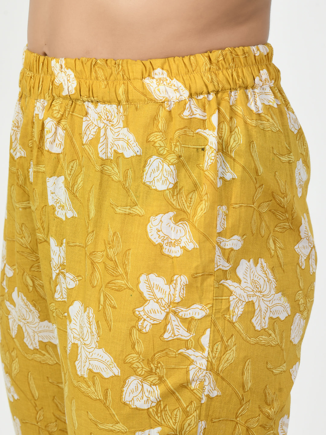 Women's Yellow Printed Kurta With Trouser - Myshka