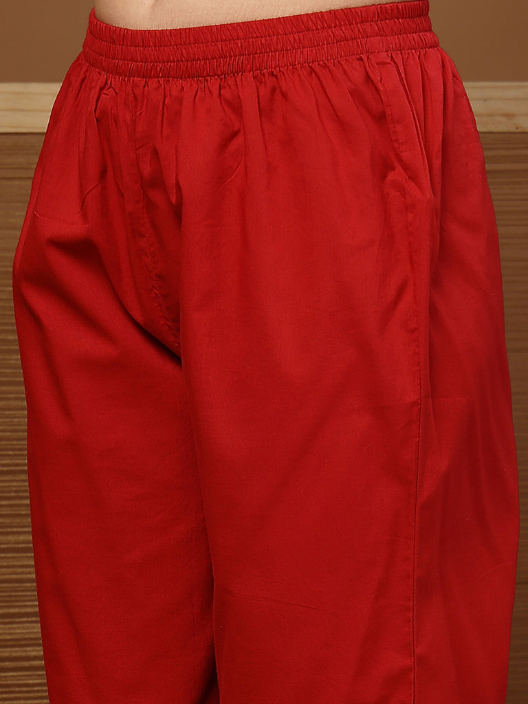 Women's Floral Printed Cotton Anarkali Kurta Palazzo Dupatta Set