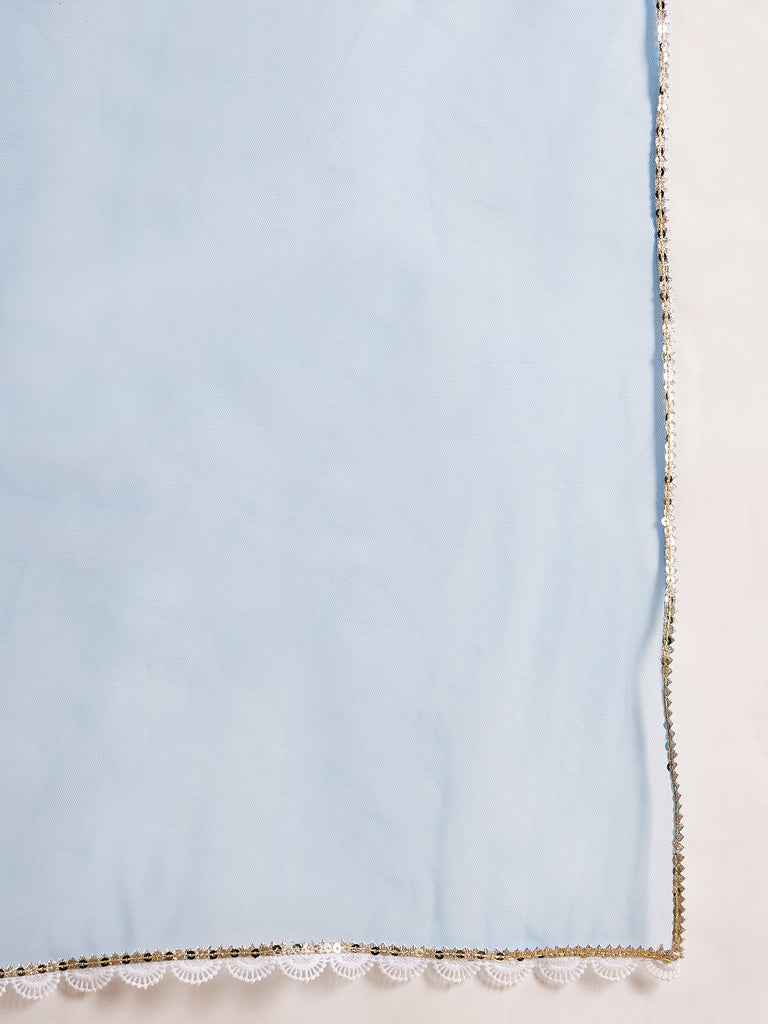 Girls Ethnic Motifs Printed Empire Gotta Patti Cotton Kurta With Trousers & With Dupatta