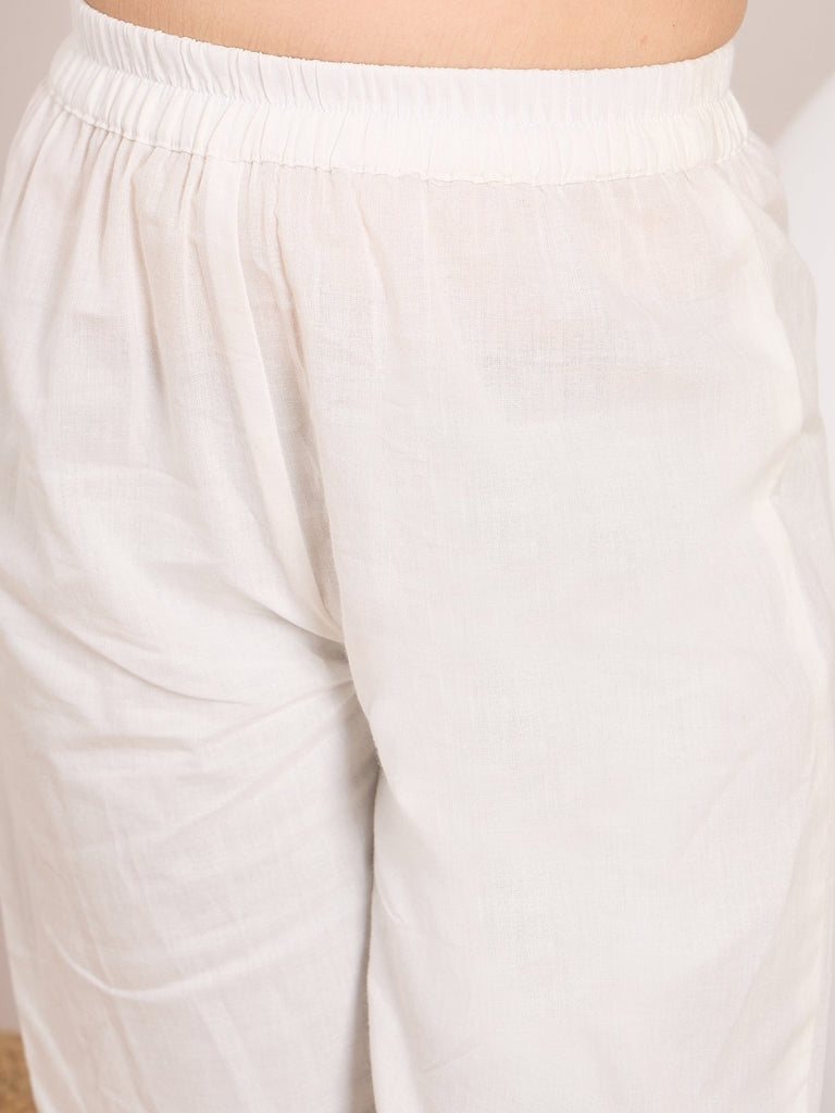 Girls Ethnic Motifs Printed Regular Gotta Patti Cotton Kurta With Palazzos & With Dupatta