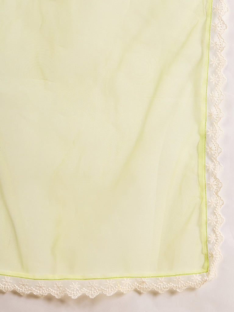 Girls Floral Printed Empire Kurta With Trousers & With Dupatta