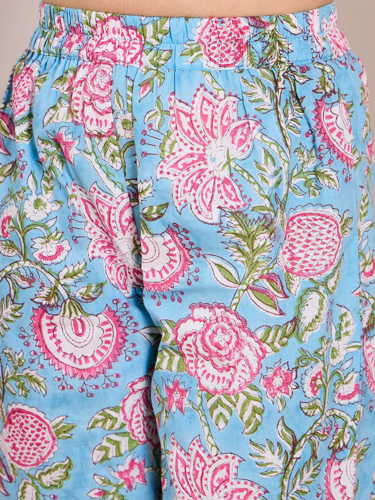 Girls Ethnic Motifs Printed Regular Cotton Kurta With Palazzos