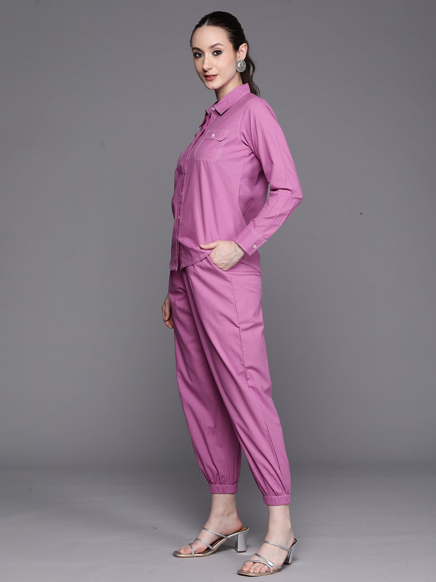 Women's Lavender Pure Cotton Kurta Set - Taantav