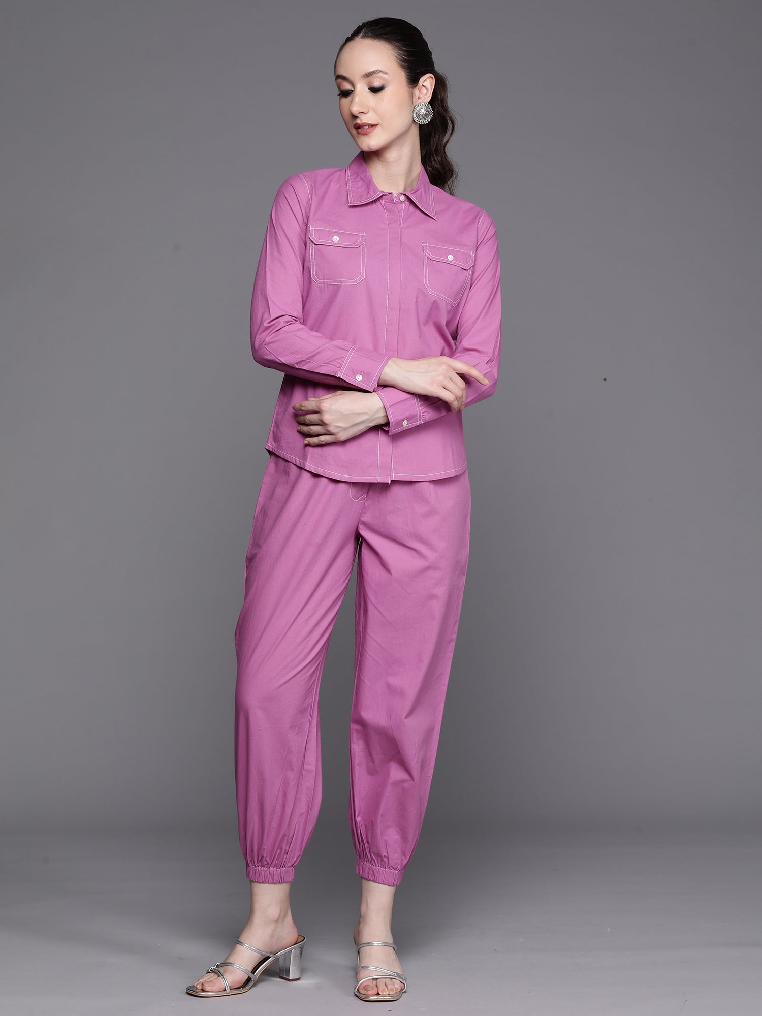 Women's Lavender Pure Cotton Kurta Set - Taantav