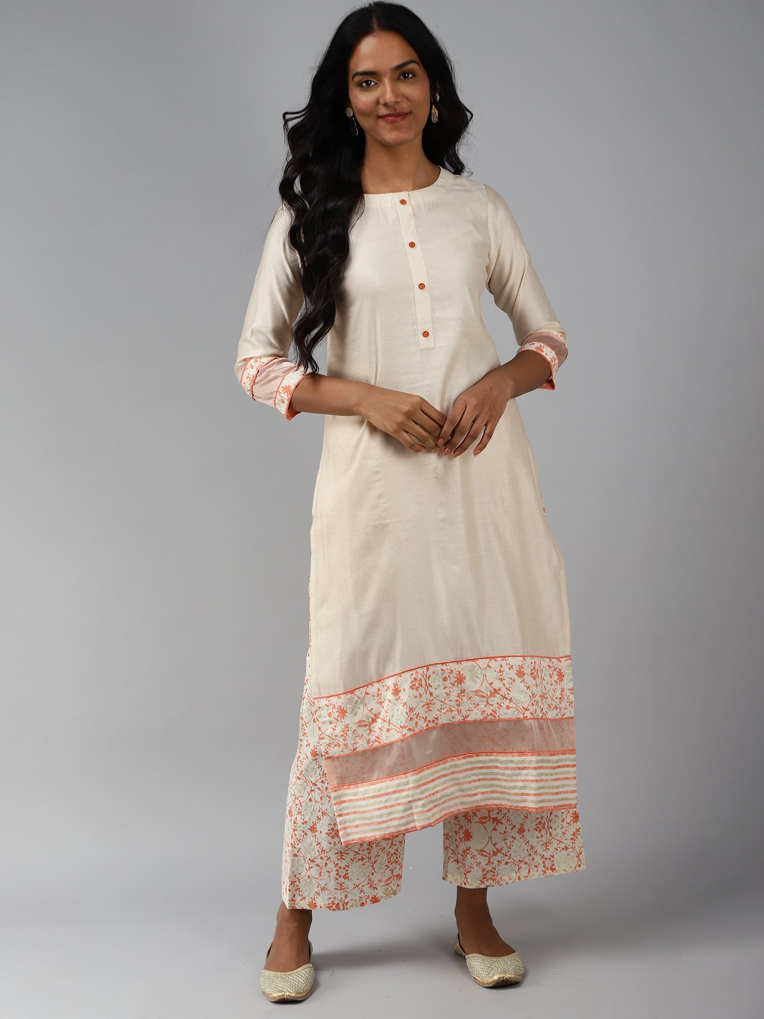 Women's Off White Pure Cotton Kurta Set - Taantav