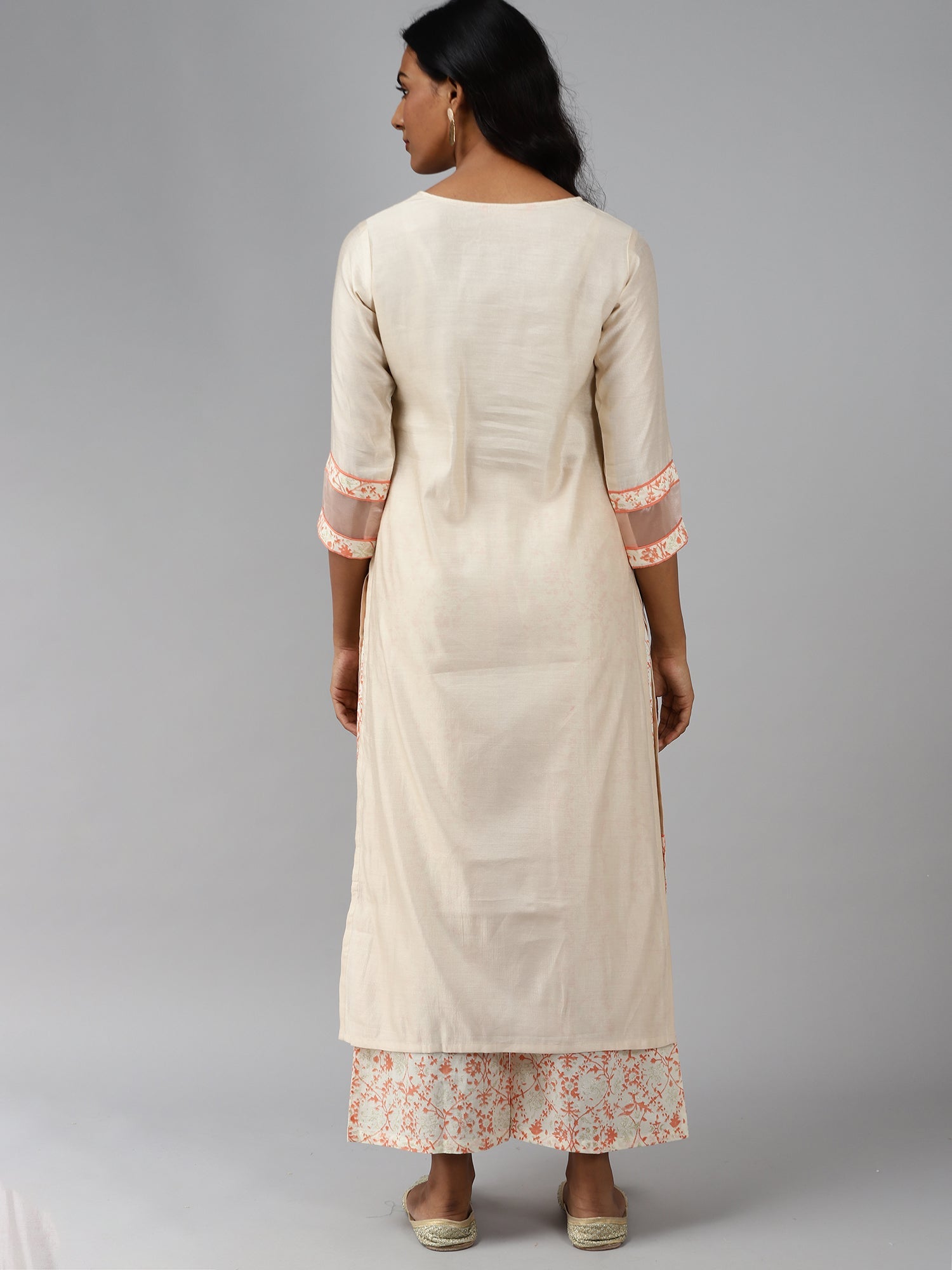 Women's Off White Pure Cotton Kurta Set - Taantav