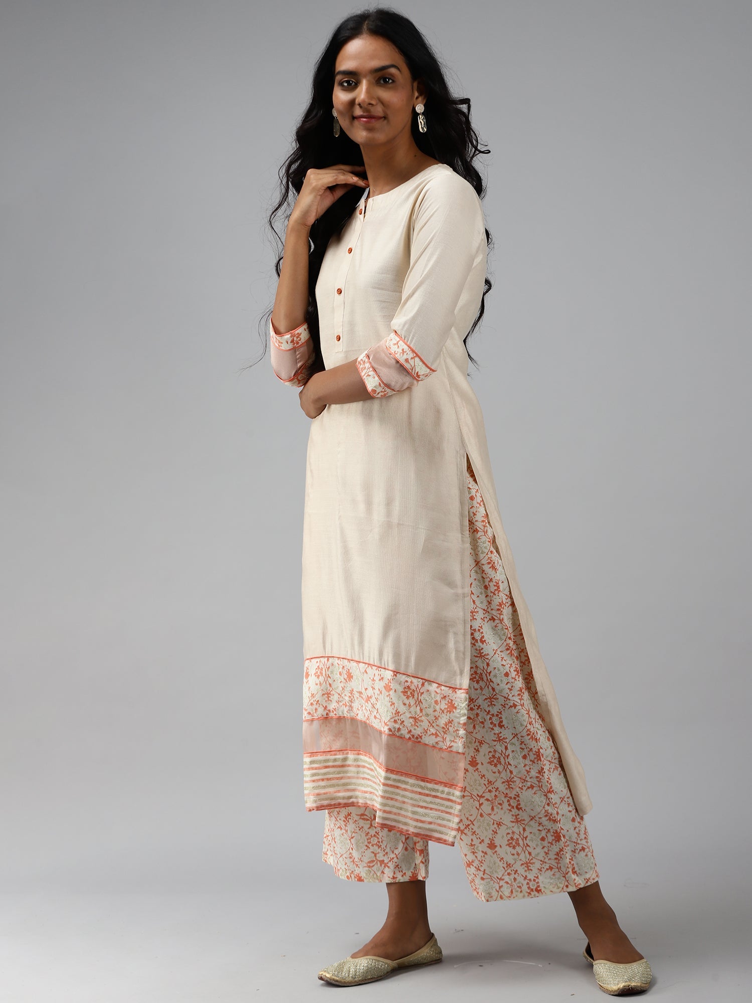 Women's Off White Pure Cotton Kurta Set - Taantav