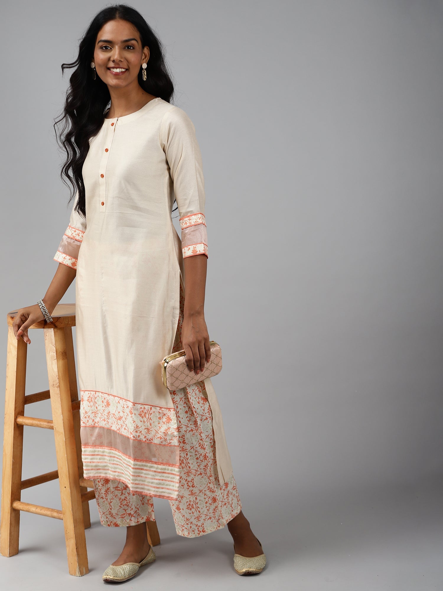 Women's Off White Pure Cotton Kurta Set - Taantav