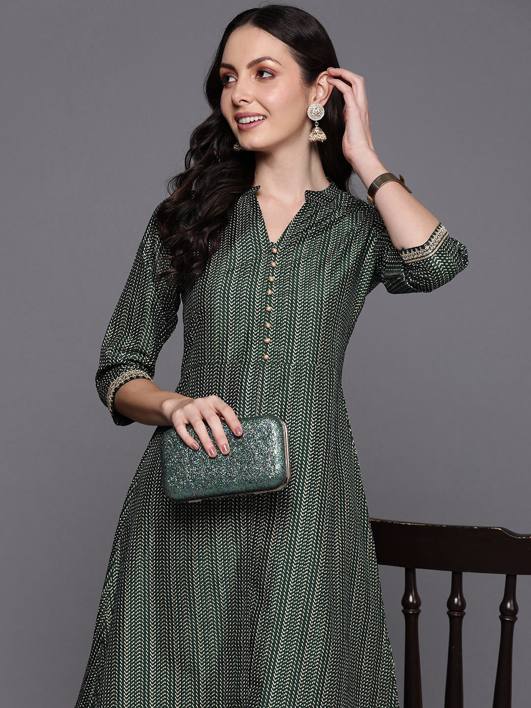 Women's Green Polyester Kurta Set - Taantav