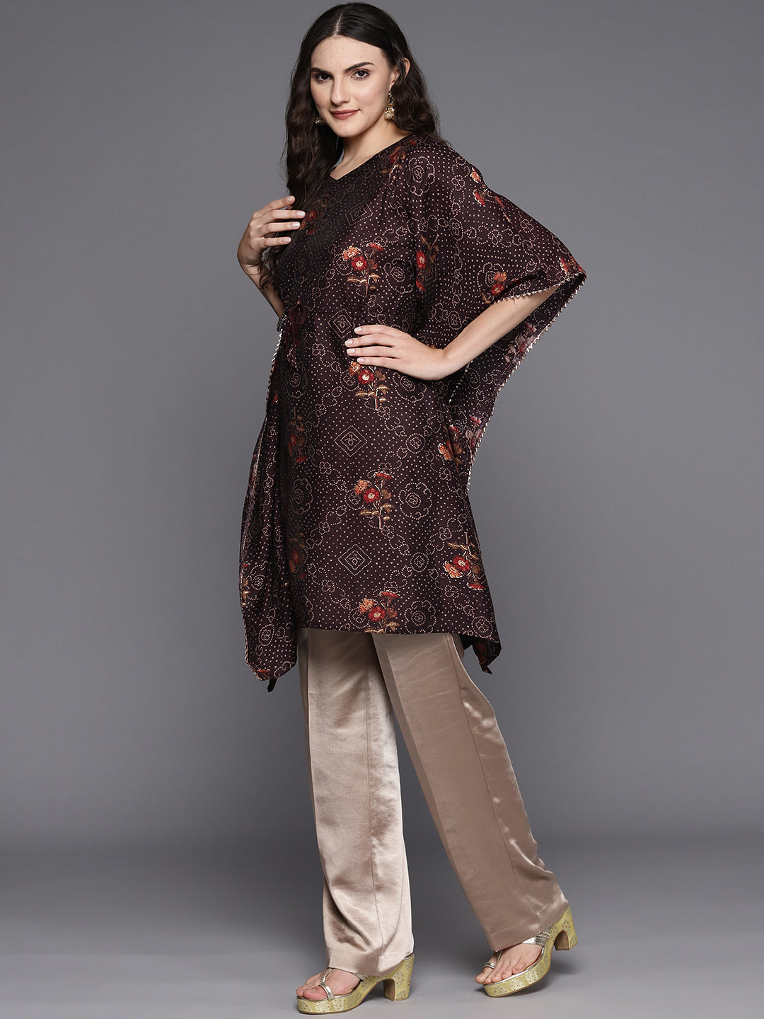 Women's Burgundy Blended Kurta - Taantav