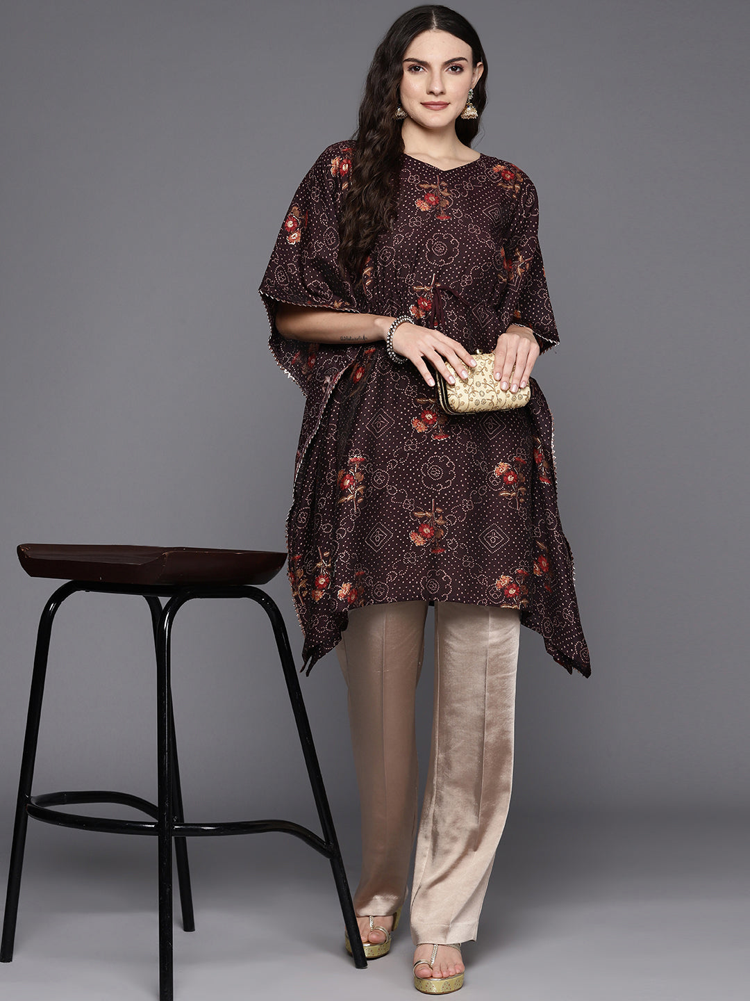 Women's Burgundy Blended Kurta - Taantav