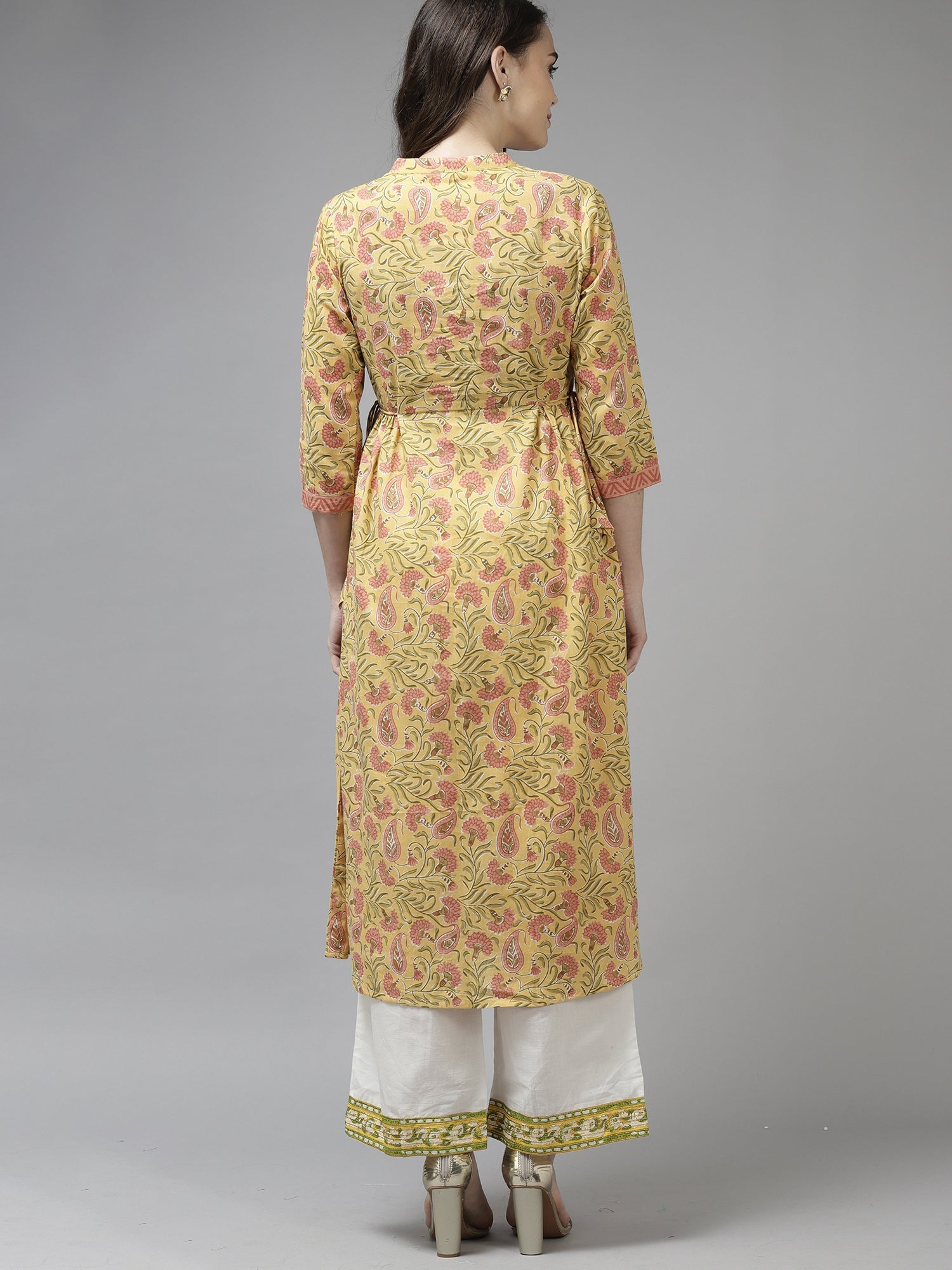 Women's Yellow Cotton Kurta - Taantav