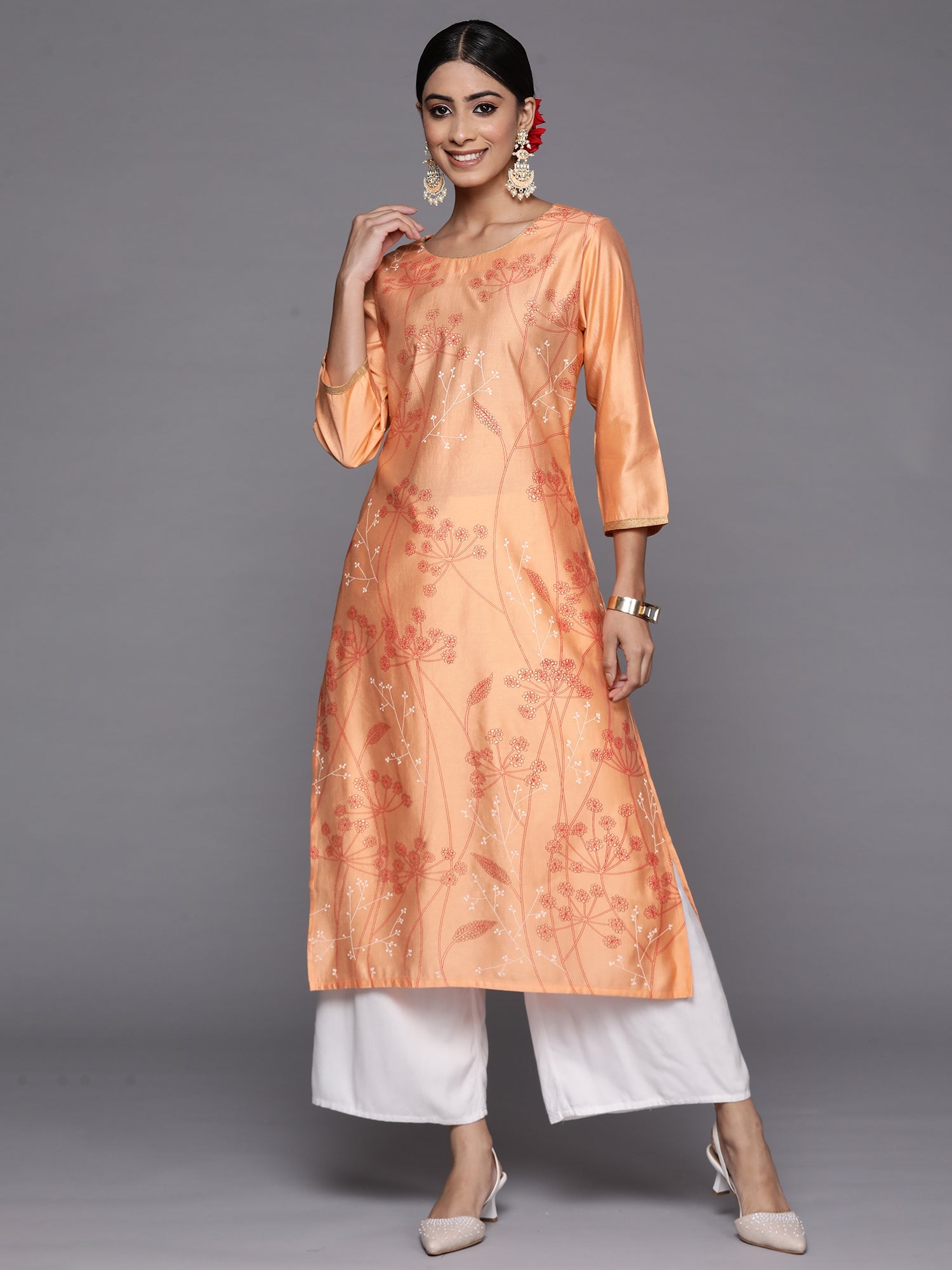 Women's Peach Liva Kurta - Taantav