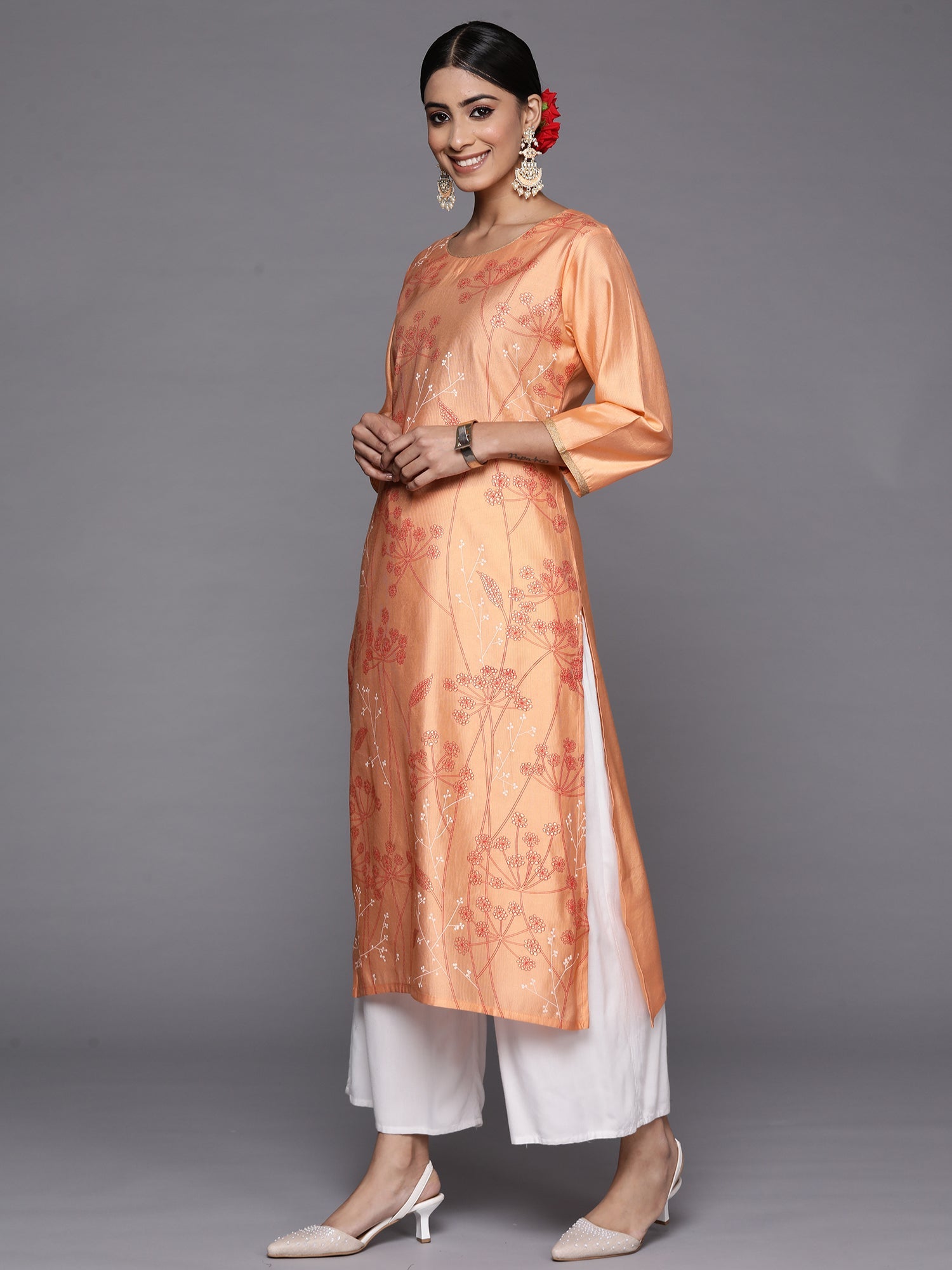 Women's Peach Liva Kurta - Taantav