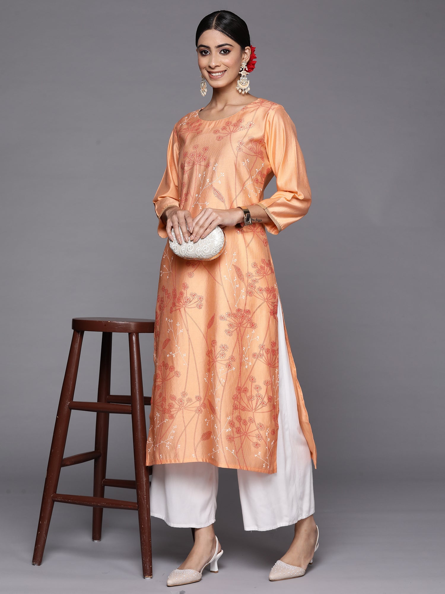 Women's Peach Liva Kurta - Taantav