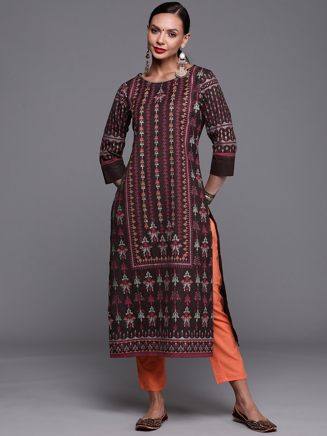 Women's Coffee Brown Cotton Kurta - Taantav