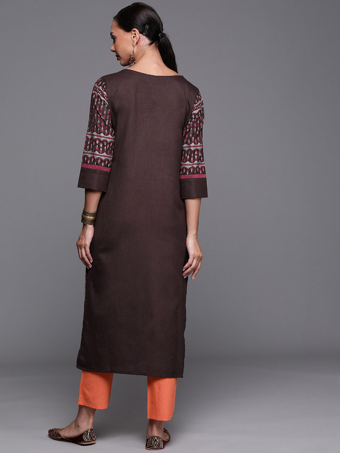 Women's Coffee Brown Cotton Kurta - Taantav