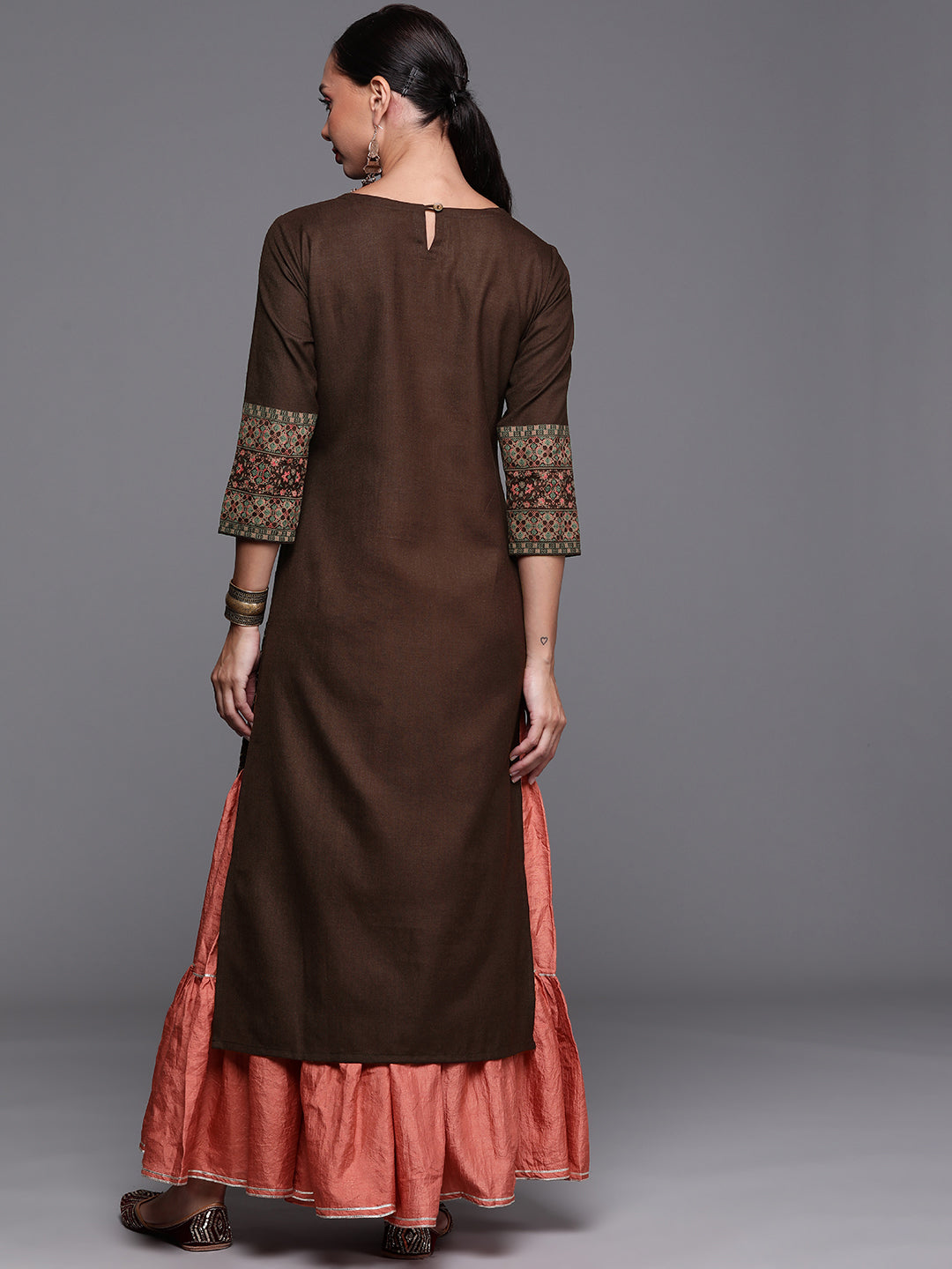 Women's Coffee Brown Cotton Kurta - Taantav