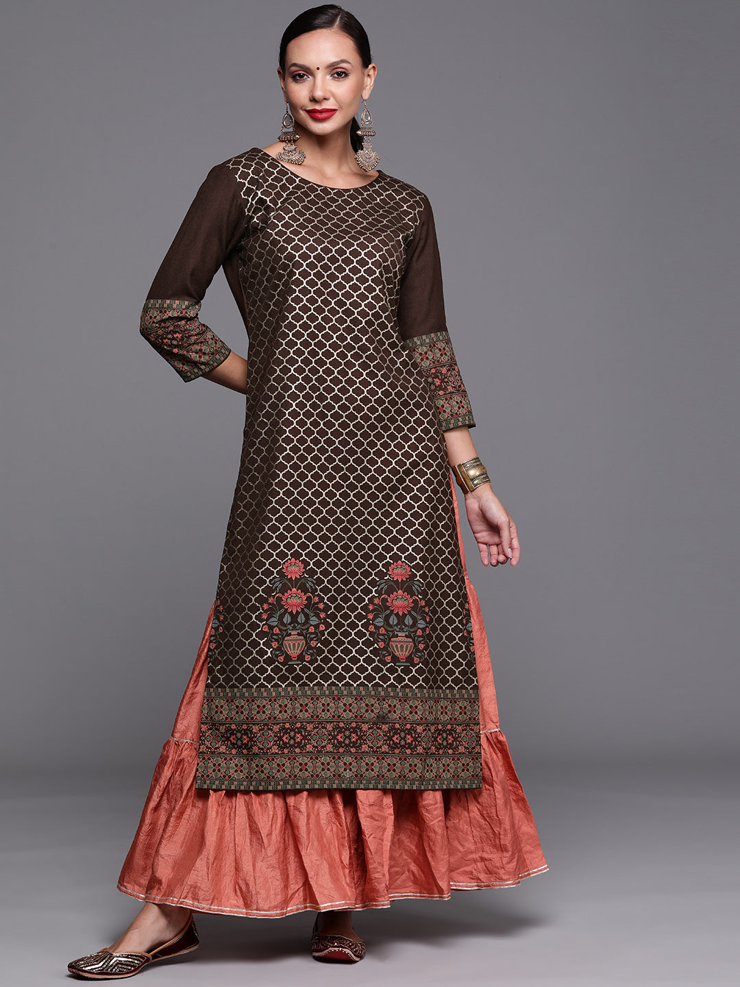 Women's Coffee Brown Cotton Kurta - Taantav