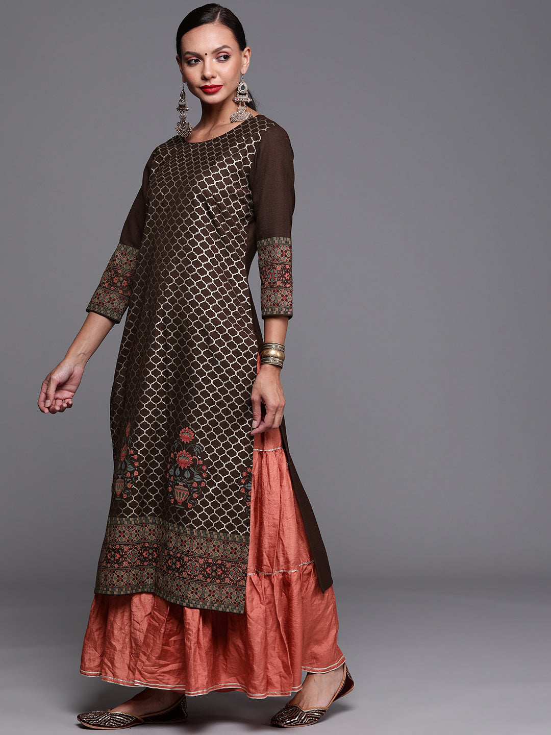 Women's Coffee Brown Cotton Kurta - Taantav